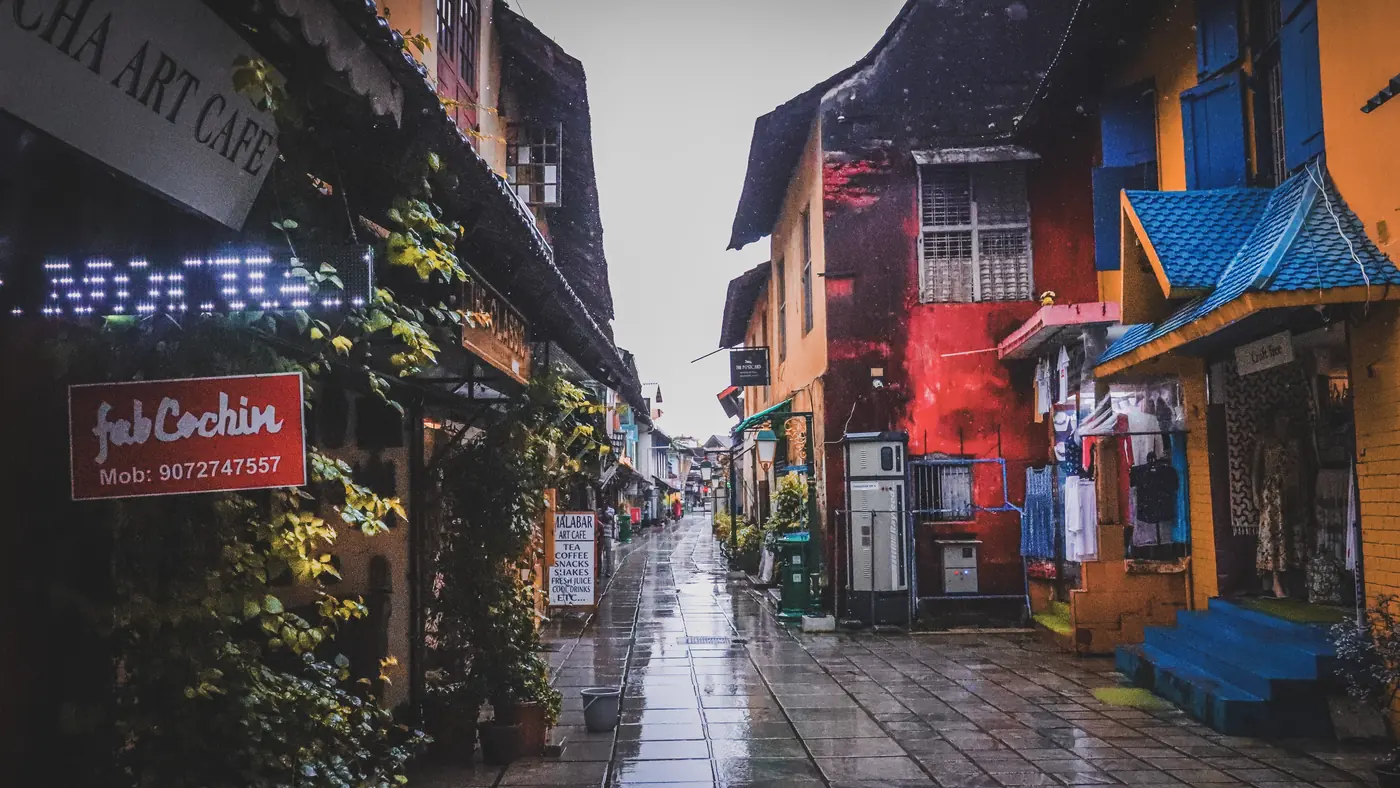 Una calle de Fort Kochi antes del traslado al aeropuerto